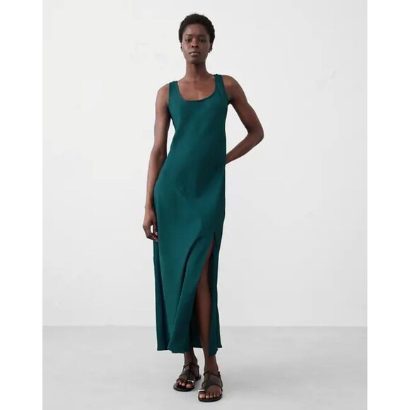 Banana Republic Dresses & Skirts - New Banana Republic Teal Silky Twill Slit Maxi Slip Tank Dress Size XL NWT Satin